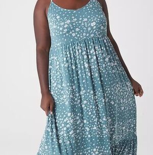Lane Bryant Teal Floral Maxi Dress